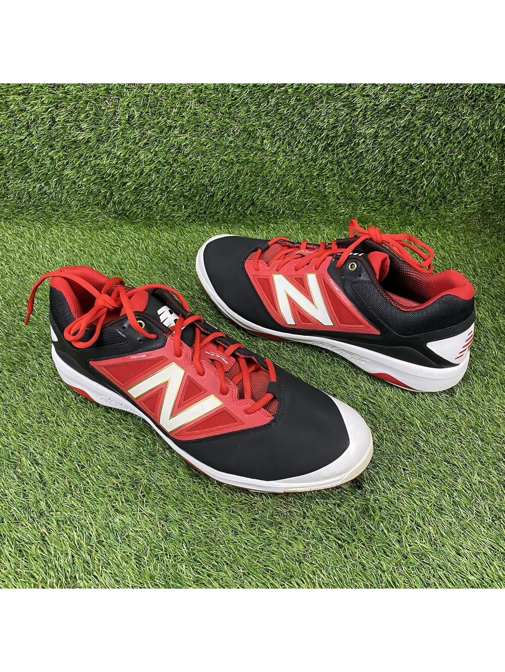 New Balance L4040BR3 Black/Red/White Men's Baseball Metal Cleat Size 16 D